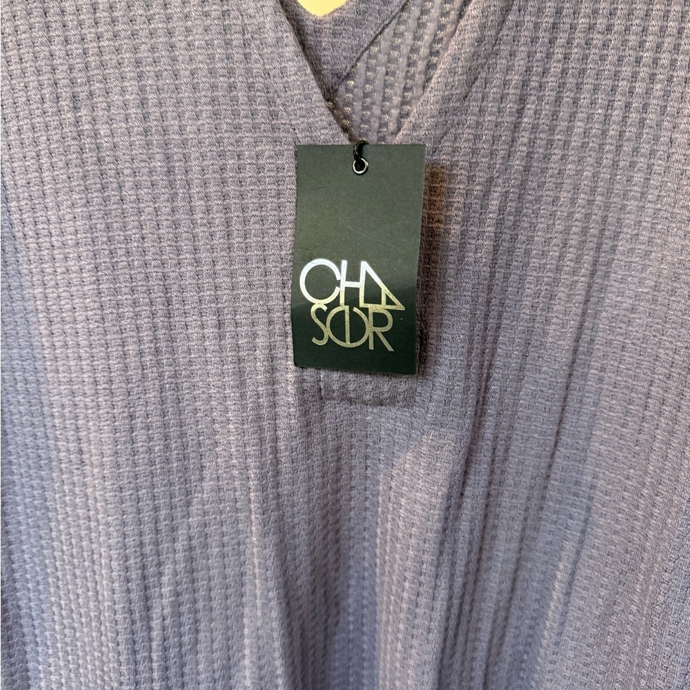 Chaser Lavender Long Sleeve V-Neck Waffle Knit Top Medium - Picture 7 of 8
